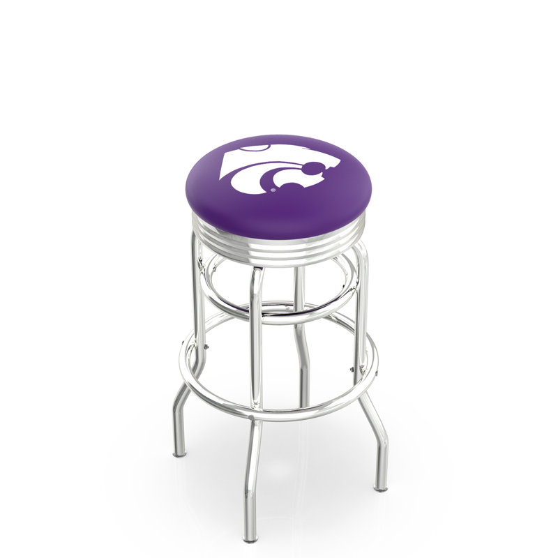 Tabouret de bar Logo Series, Tabouret de bar d'une hauteur de siège de 30 po, Double anneau chromé, Université Kansas State