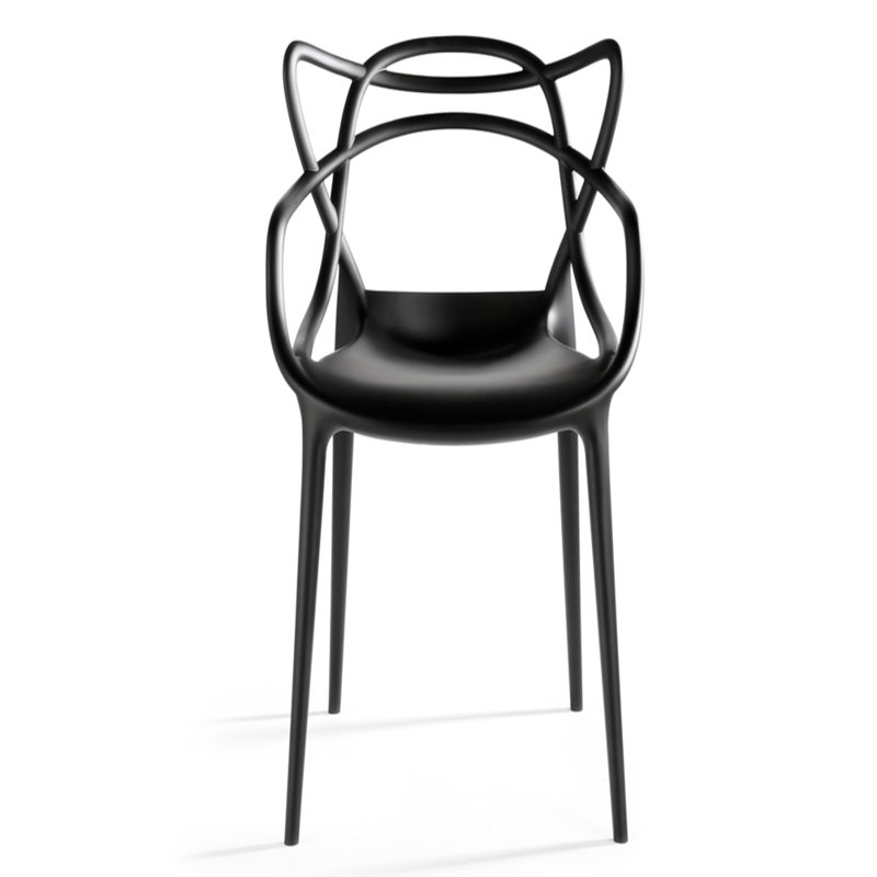 Chaise avec accoudoirs empilable Aswar, Noir