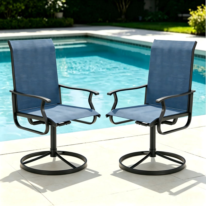 Chaise de patio pivotante à 360 ° avec mouvement de bascule doux - Chaise de patio d'extérieur, structure en acier antirouille (ensemble de 2)
