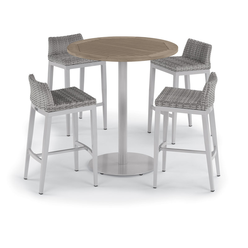 Ensemble de table de bar et tabouret de bar rond 36 po 5 pièces Travira