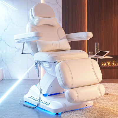 Table de massage électrique à 4 moteurs, hauteur et dossier réglables, station de charge intégrée et lumière DEL, pour le spa, le visage et le salon