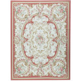 Hand-Knotted High-Quality Ivory and Red Area Rug