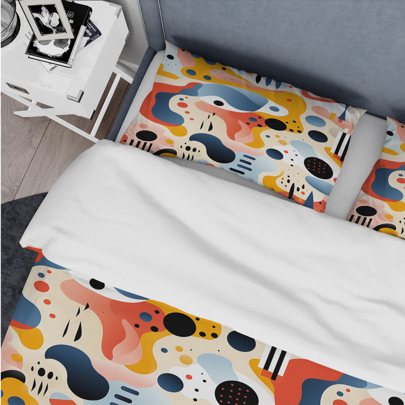 Ensemble de housse de couette en microfibre beige / vert / orange, Housse de couette simple + 1 taie décorative stan