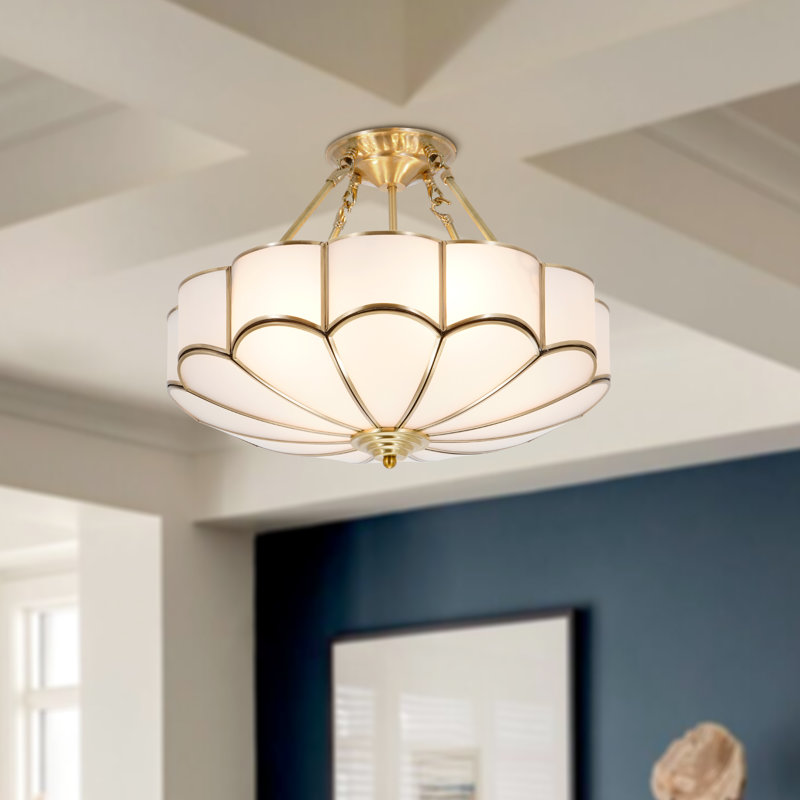 Lustre semi-encastré moderne à 4 lumières 18,5 po Blossom