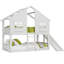Lit superposé simple au-dessus de simple avec glissade, cadre de lit pour enfant en bois, blanc-978882083