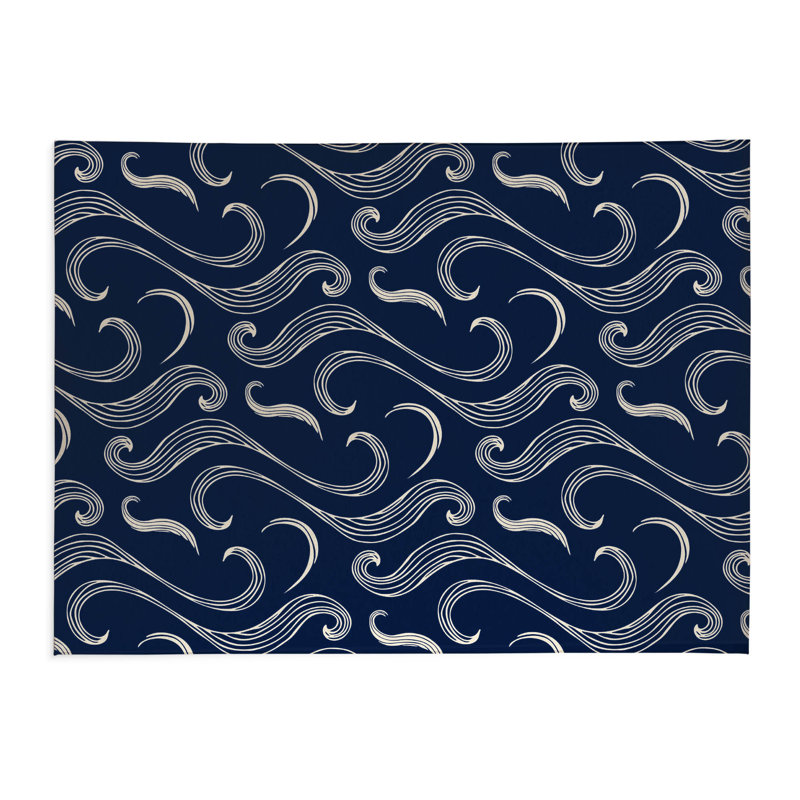 Ocean Current Low Profile Kitchen Mat, Deep Navy, Rectangle 3' x 5'