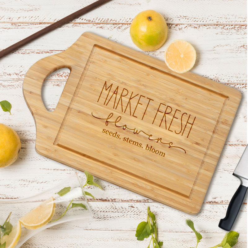 Fleurs fraîches - planche à découper en bambou 1 pièce, 11 po x 7,25 po