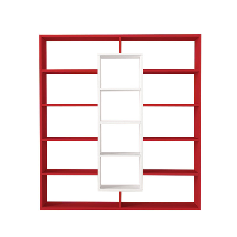 135.7cm H x 125cm W Library Bookcase, Red White