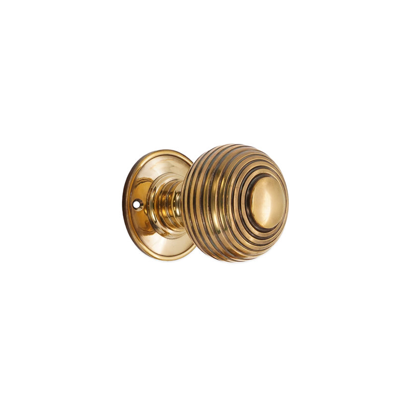 Beehive Large 60mm Mortice Door Knob, Aged Brass
