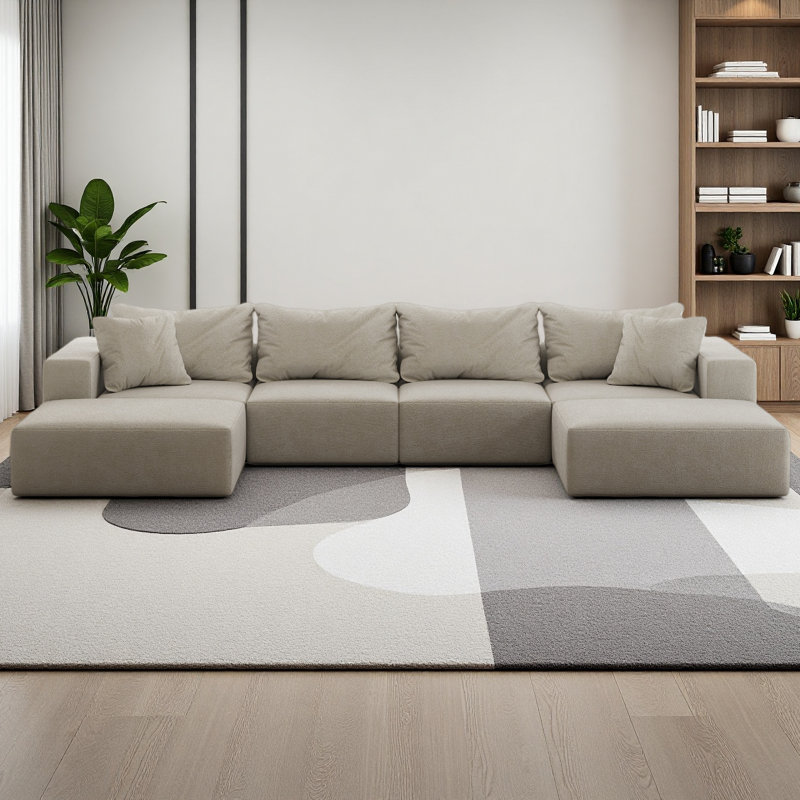 Oversized Sponge Cloud Sofa,Modern Upholstered Sectional Sofa Couch Set,Modular 162" L Shaped Sectional Living Room Sofa Set With 6 Pillows