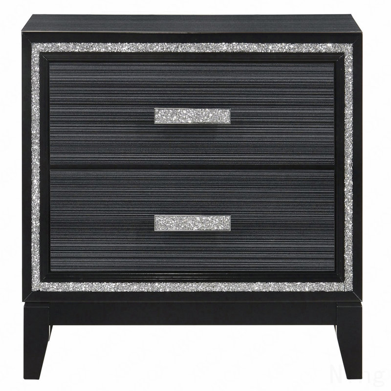 Table de chevet 2 tiroirs, Noir