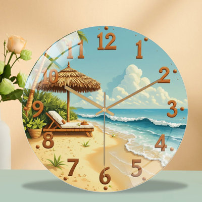 Horloge murale de plage tropicale - horloge murale 12 po