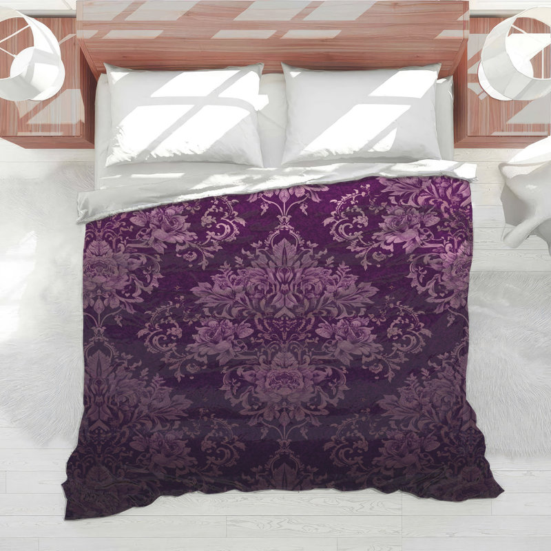 Édredon mauve à motif floral mauve, Simple extra long