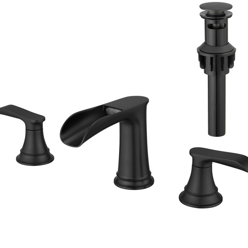 Robinet de salle de bain à 3 trous pour lavabo - 8 pouces avec passe-tringle et robinet de vidange