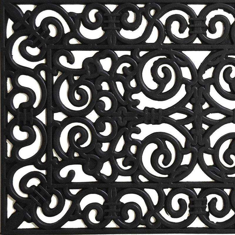 18" X 30" Black Scrollwork Outdoor Rubber Door Mat