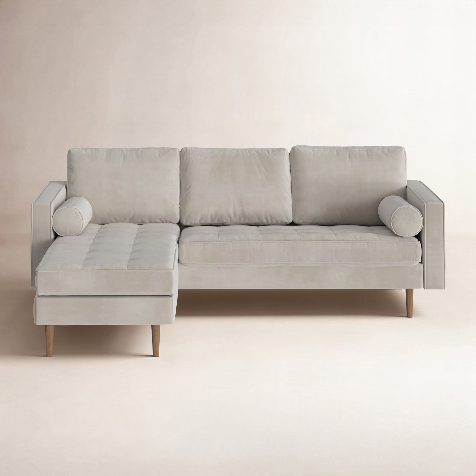 Geo Upholstered Reversible Chaise L-Sectional, Bella Platinum Performance Velvet