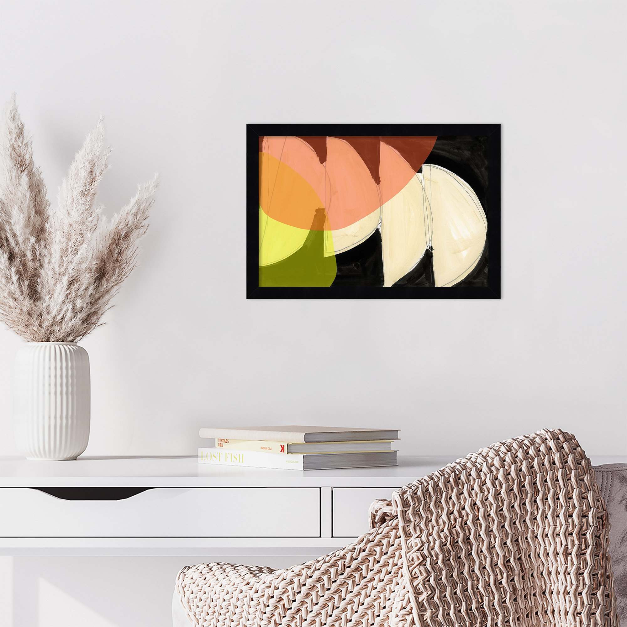 Four Semi Moons I by Gilpin Wood Framed Wall Art Print, 12" H x 17" W, Black