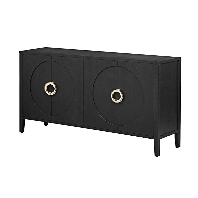 Buffet avec armoire de rangement, Noir