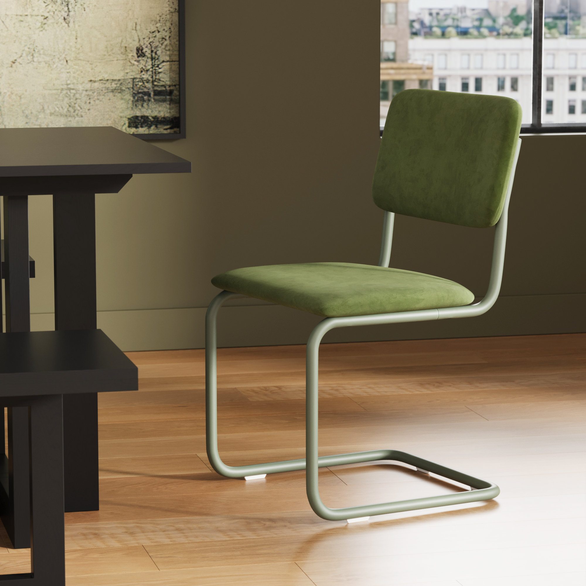 Walsh Tonal Velvet Dining Chair, Bella Forest
