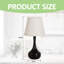 Grande lampe de table élégante en forme de goutte noire de 17 po avec abat-jour en tissu beige, 2 ampoules à DEL incluses-1086024998