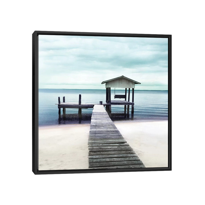 « pacifique place », impression sur toile, H 18 po x l 18 po x P 1,5 po, Toile avec cadre noir, Pas de tapis