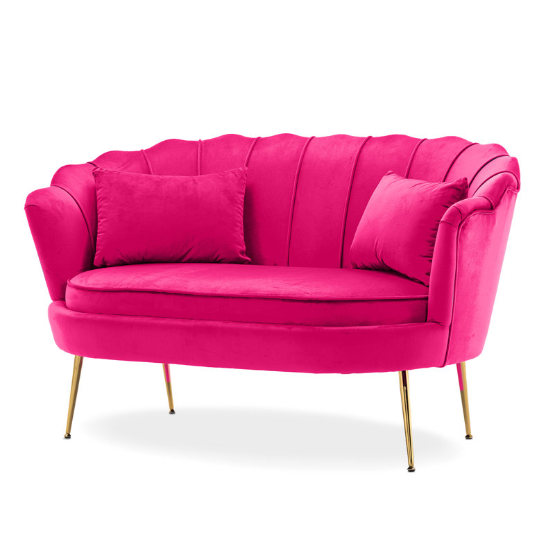 Carney 2 Seater Loveseat Sofa, Dark Pink