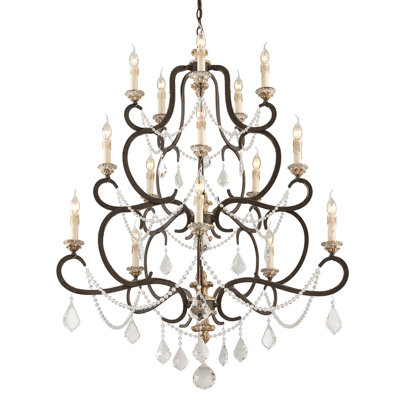 Lustre à étages 15 lumières façon bougie Bordeaux