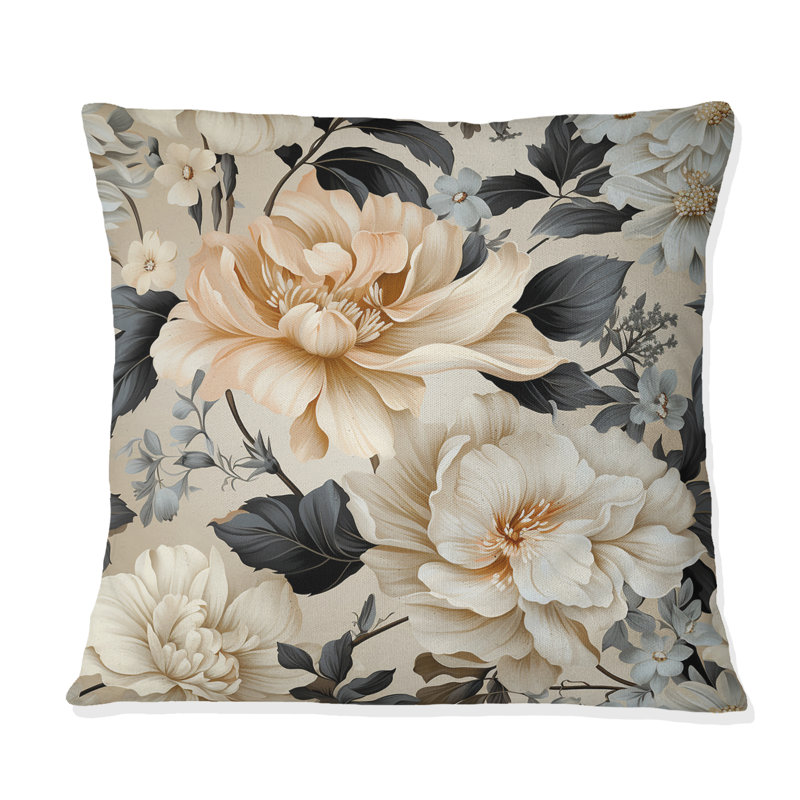 Urban Victorian Chic Victorian Pattern VIII - Floral Printed Throw Pillow, H 16 po x l 16 po