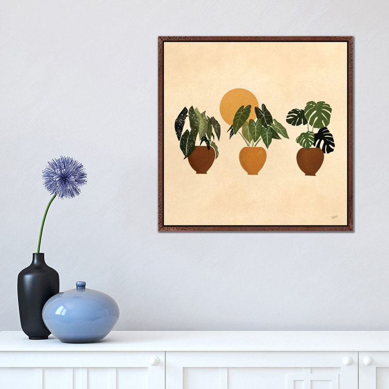 Houseplants I by Bria Nicole - Print on Canvas, Classic Brown Wood Framed Canvas, 45.72 cm H x 45.72 cm W