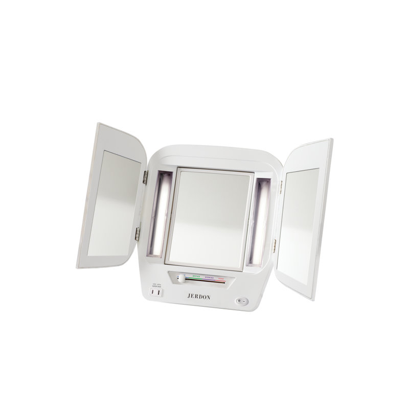 Lockheart TriFold Lighted Tabletop Makeup Mirror, Plug In