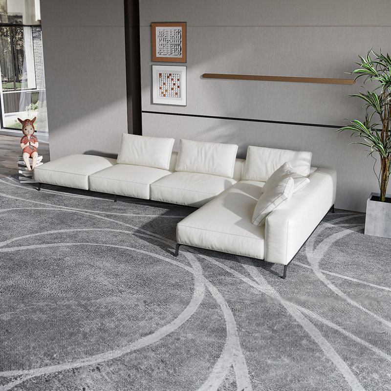 Canapé rembourré en microfibre de cuir avec méridienne orientée à gauche