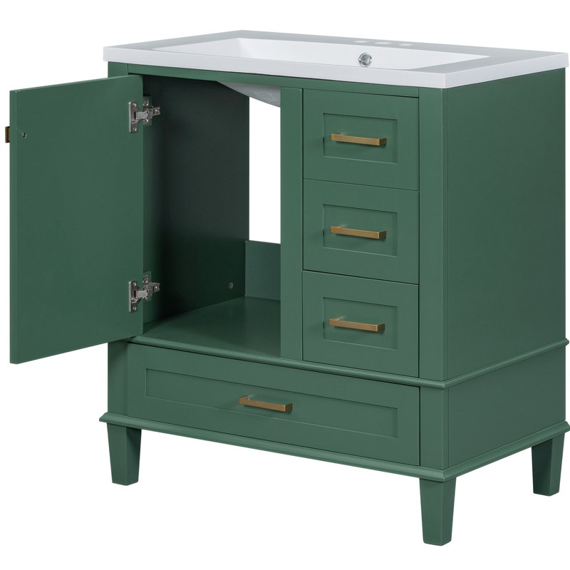18.09'' Single Bathroom Vanity with Sink Top , Green