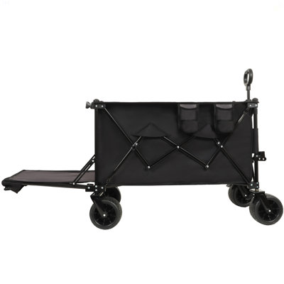 Foldable Wagon With Extended Tailgate, Extra Long Extender Wagon Cart,Beach Wagon Cart Heavy Duty 480LBS With Large All-Terrain Beach Wheels