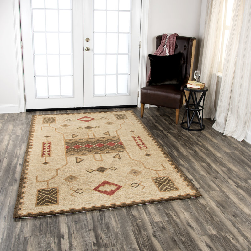 Potts Hand Tufted Wool Geometric Indoor Rug, Rectangle 5' x 8'