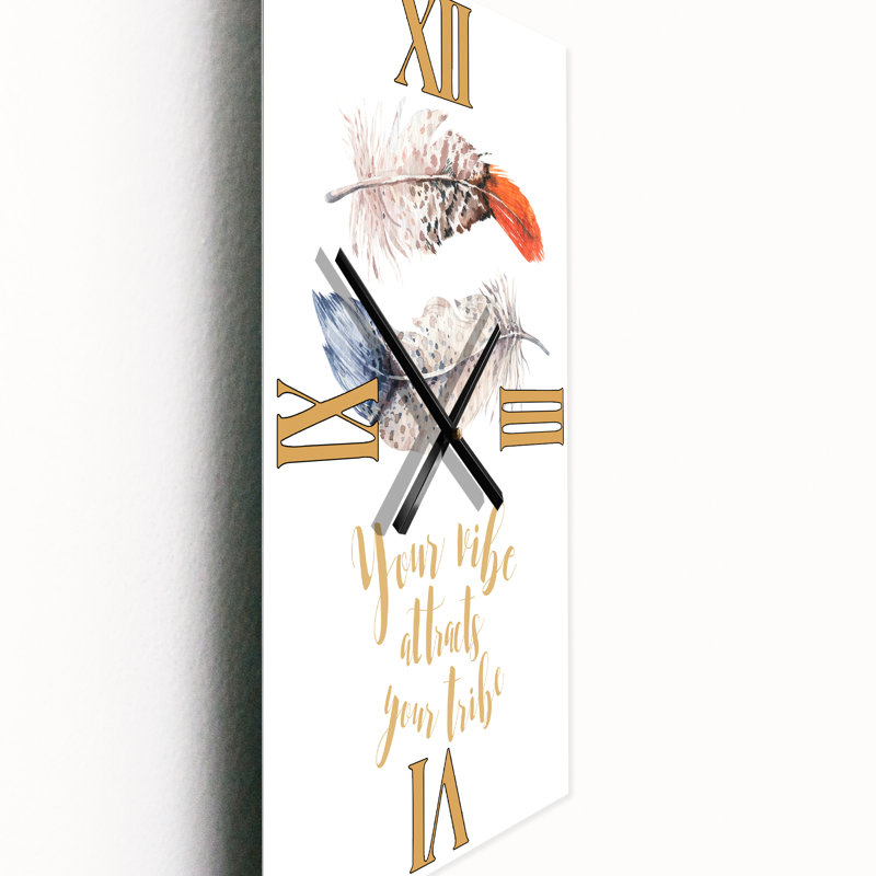 Horloge murale «Two Feathers Your Vibe attire votre tribu», Petit
