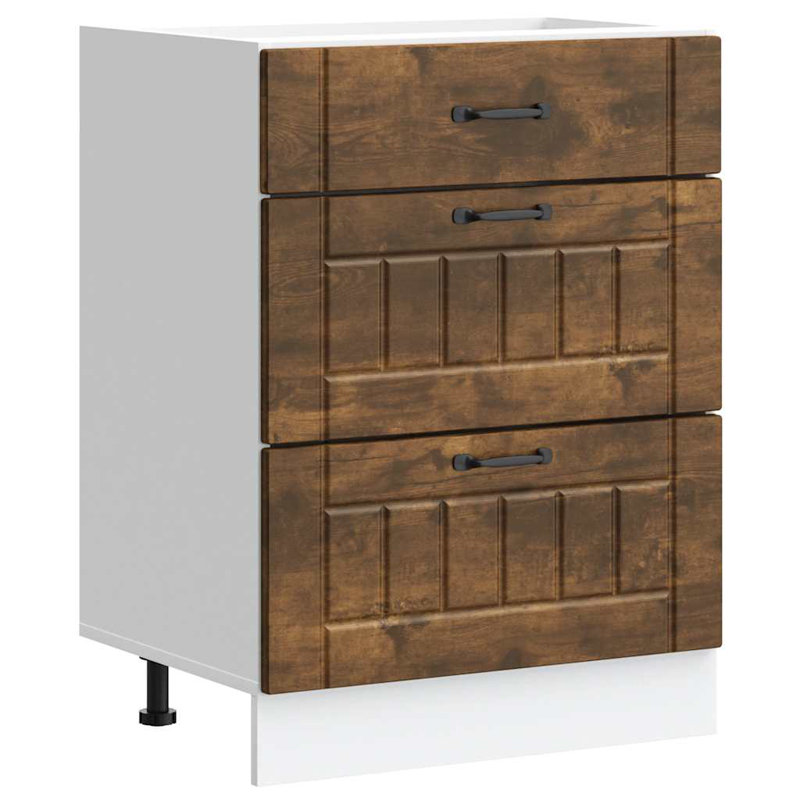 Atsabe Standard Base Cabinet, 81.5cm H x 60cm W x 46cm D, Smoked Oak