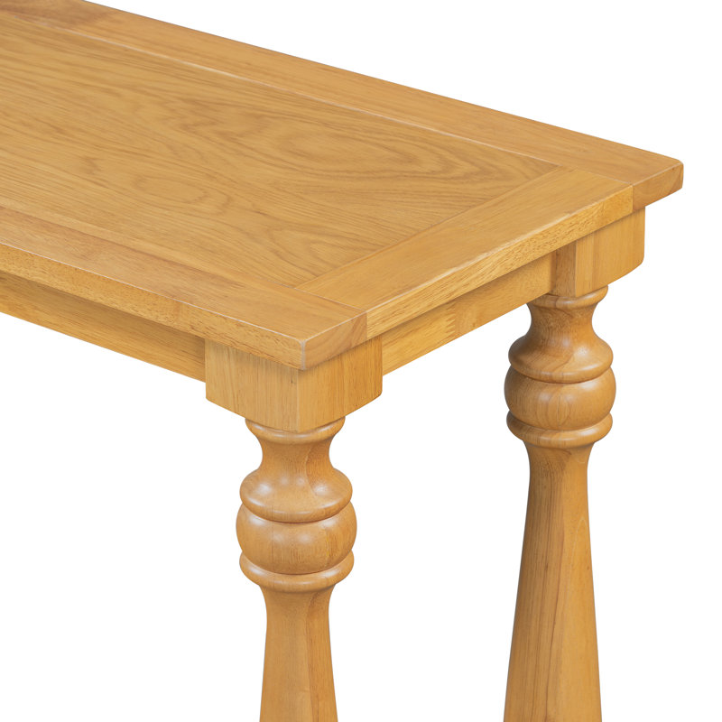 Console Gizelle Vintage Elegance avec pieds en vase sculpturaux et tablette inférieure, Naturel