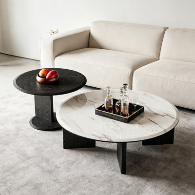 Ensemble de tables basses en marbre italien minimaliste