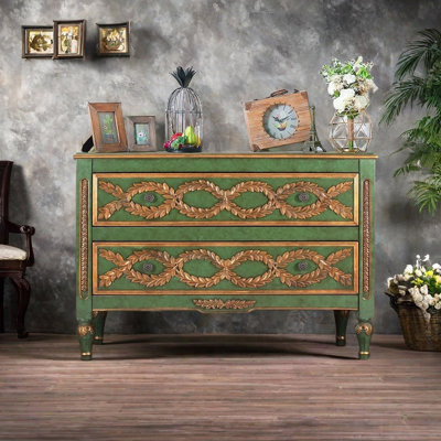 Dual Drawer Wooden Storage Accent Chest