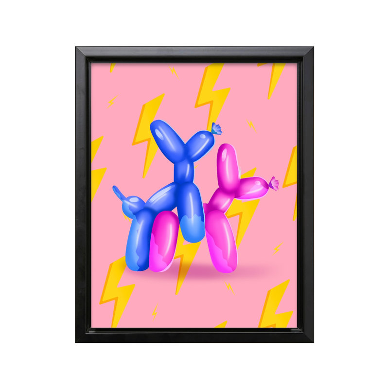 Naughty Balloon Dogs No1, 24"H x 32"W, Canvas, Black Framed