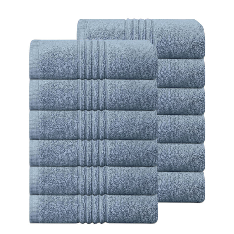 Home Weavers - Ensemble de serviettes de bain 100% coton 100 g / m² zéro absorbant Robbin 500 g / m², 16 po x 24 po (12) (12 serviettes à main), bleu