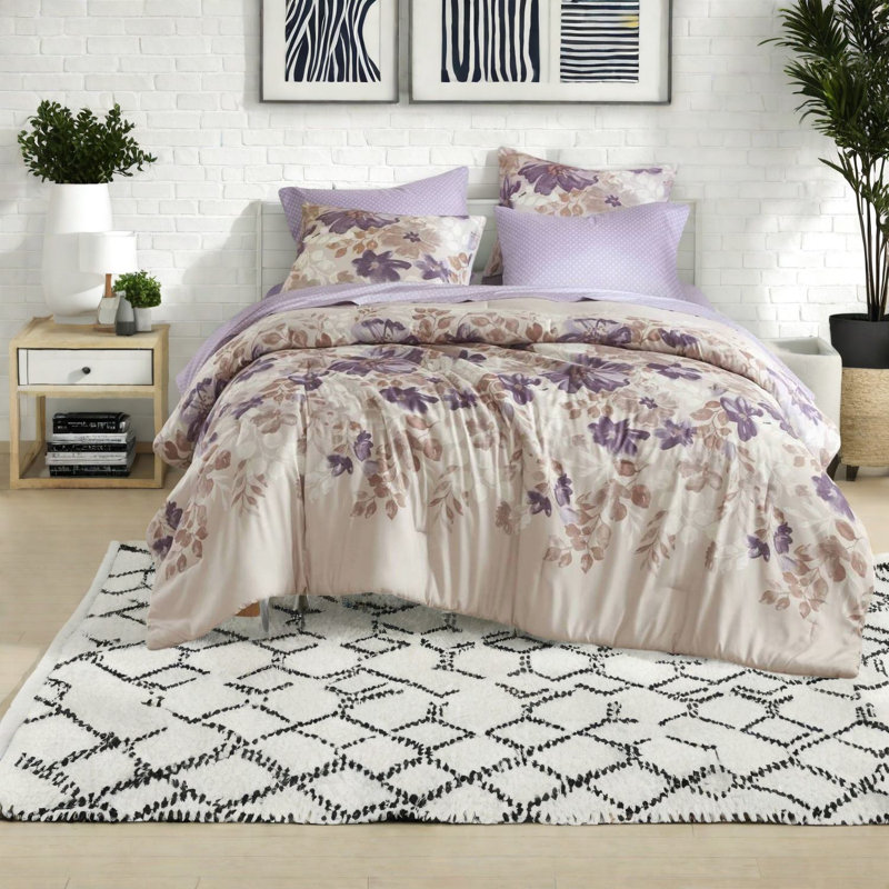 Ensembles de literie à motif floral, microfibre douce et aquarelle pour un lit simple confortable
