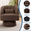 Fauteuil demi-tonneau pivotant en velours côtelé avec dossier rayé, siège d'appoint rond moelleux pour le salon-1331599430-1331599433