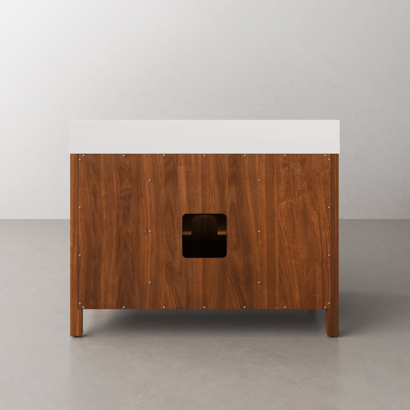Sequoia 48 In. Single Sink Whitebrook Quartz Countertop Bath Vanity in Mango Wood, Noir Juglans