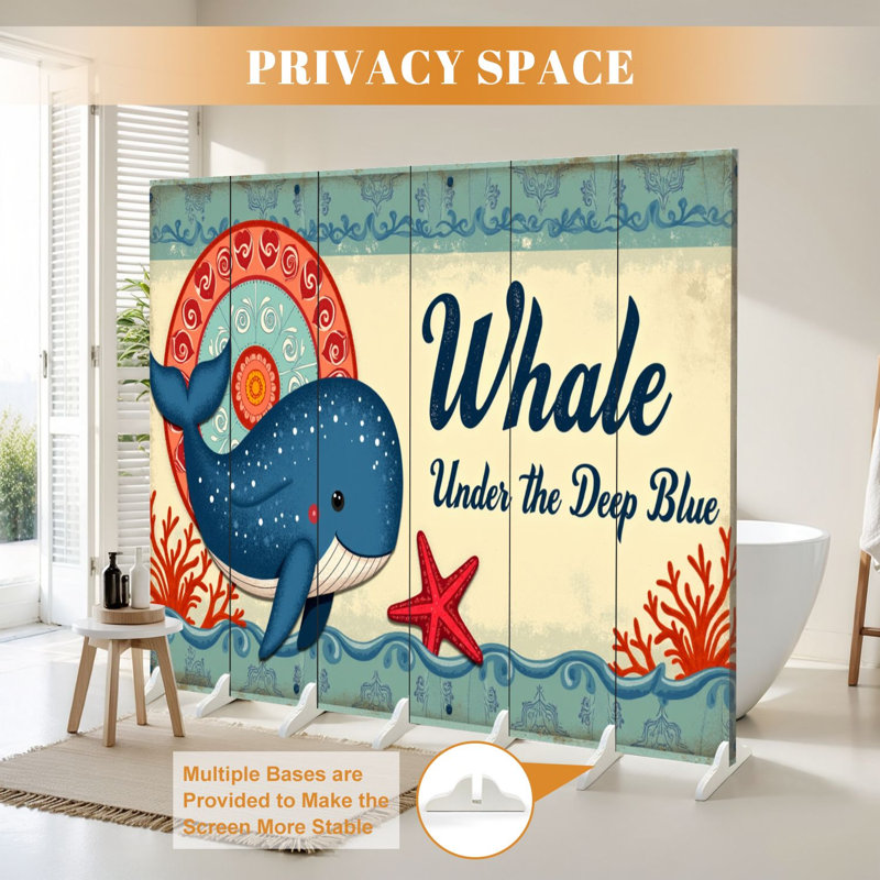 Cloison pliante 6 panneaux paravent Royal Old Whale