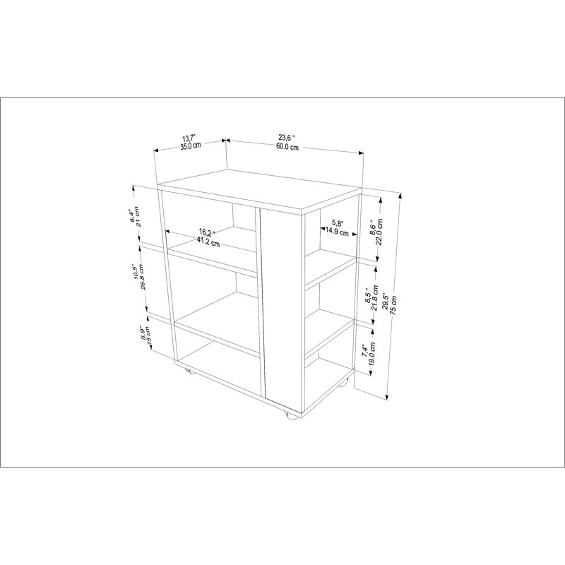 Kinnick 75cm H x 60cm W Printer Stand with Wheels