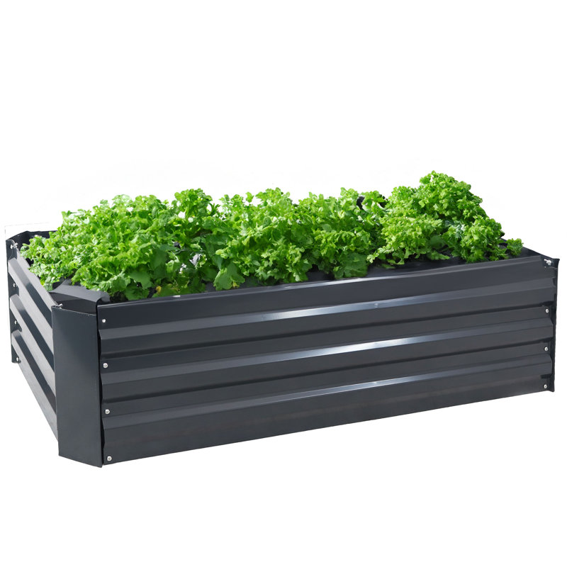 Lit de jardin surélevé rectangulaire en acier galvanisé Ippolito - Gris foncé - 48 po x 24 po x 11,75 po, Gris foncé