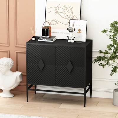 Armoire en bois de 31,99 po avec pieds en métal - noir, design minimaliste pour le salon, le vestibule, la tablette réglable pour la salle à manger, les charnières dissimulées, les 2 pieds de rangement faciles à installer et la finition noire