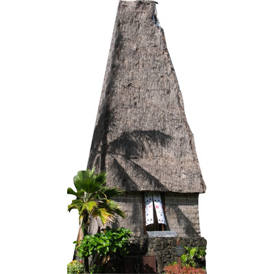 H13761, fidji, temple, palmiers, découpes, carton, debout, debout