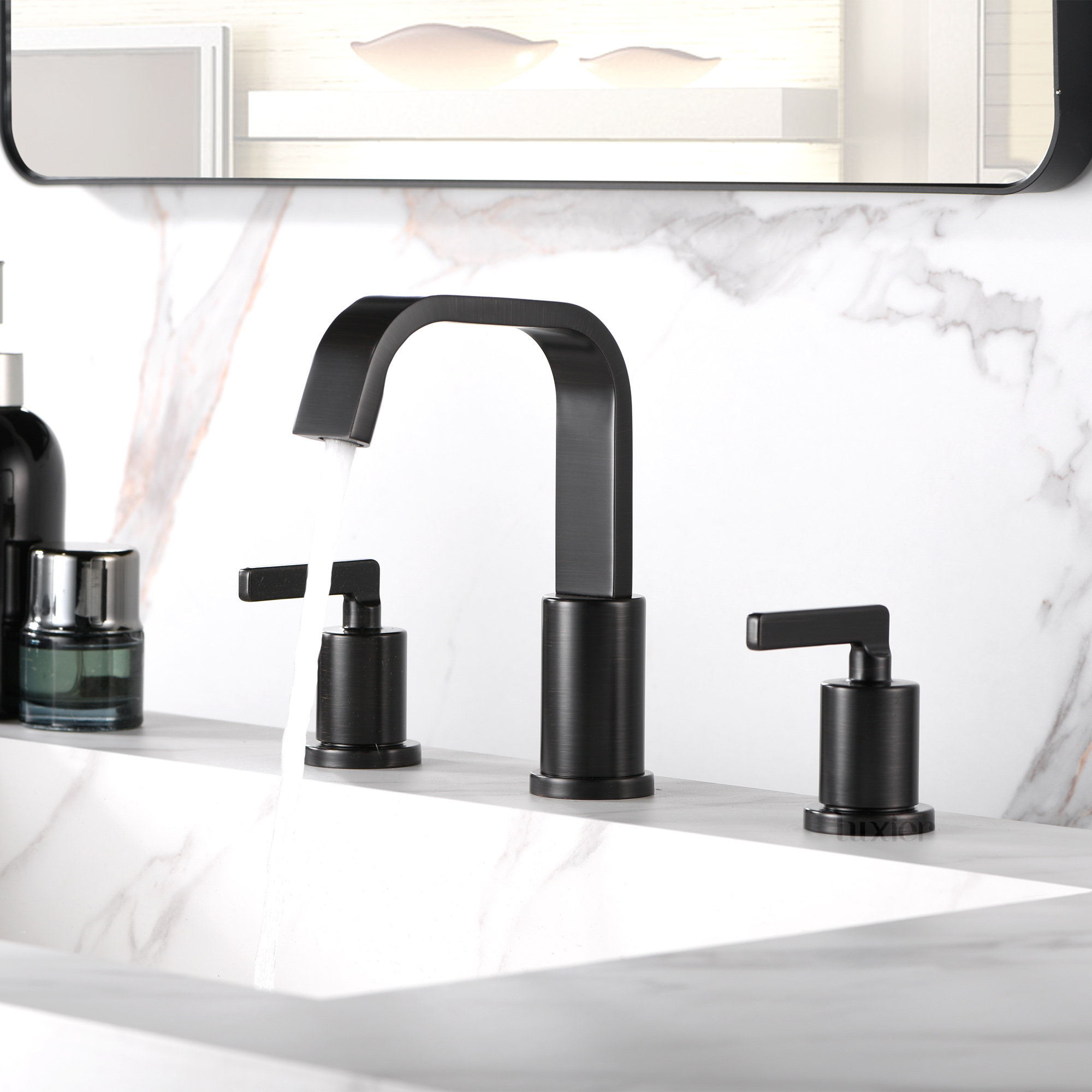 Widespread Bathroom Faucet with Drain Assembly, Oil Rubbed Bronze